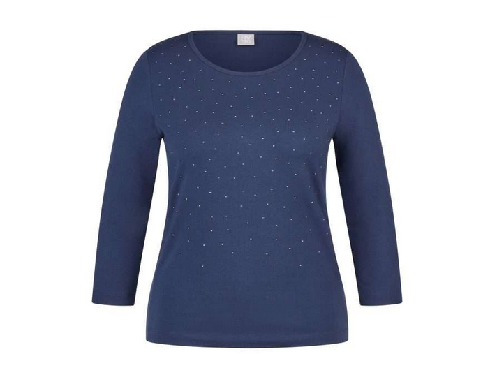 55-214305 Stud 3/4 Slve O-Neck Basic Top Navy