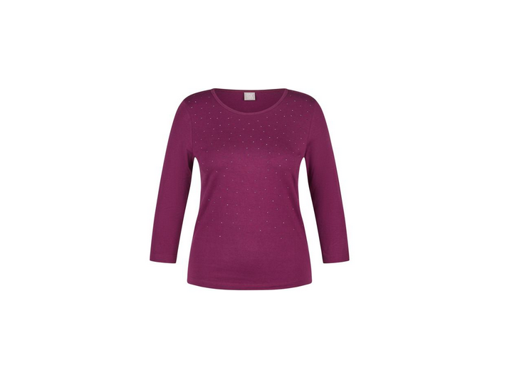 55-222305 Stud Detail 3/4 Slve O-Neck To Plum