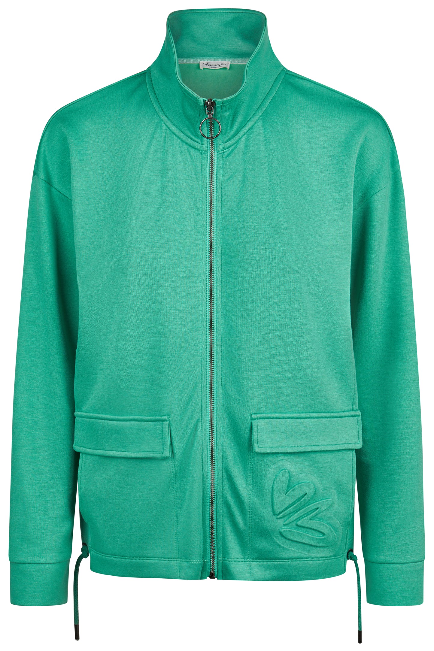 55020062 Zip Up Funnel Neck Motif Pocket Kelly Green