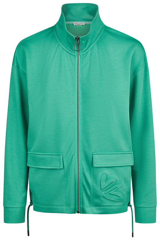 55020062 Zip Up Funnel Neck Motif Pocket Kelly Green