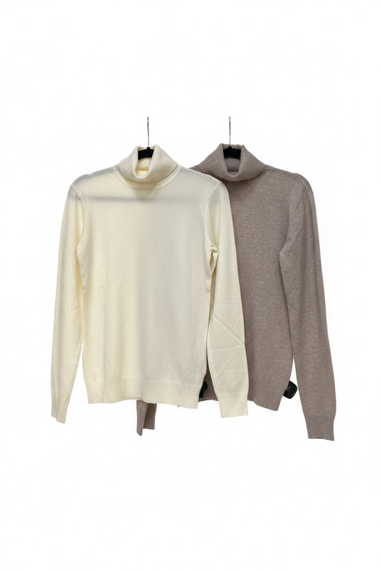 55232 FINE KNIT SUPER SOFT POLO NECK JUMPER Cream
