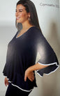 5530/6293 Frill Edge 3/4 Sl Top & Flr Tr Navy/White