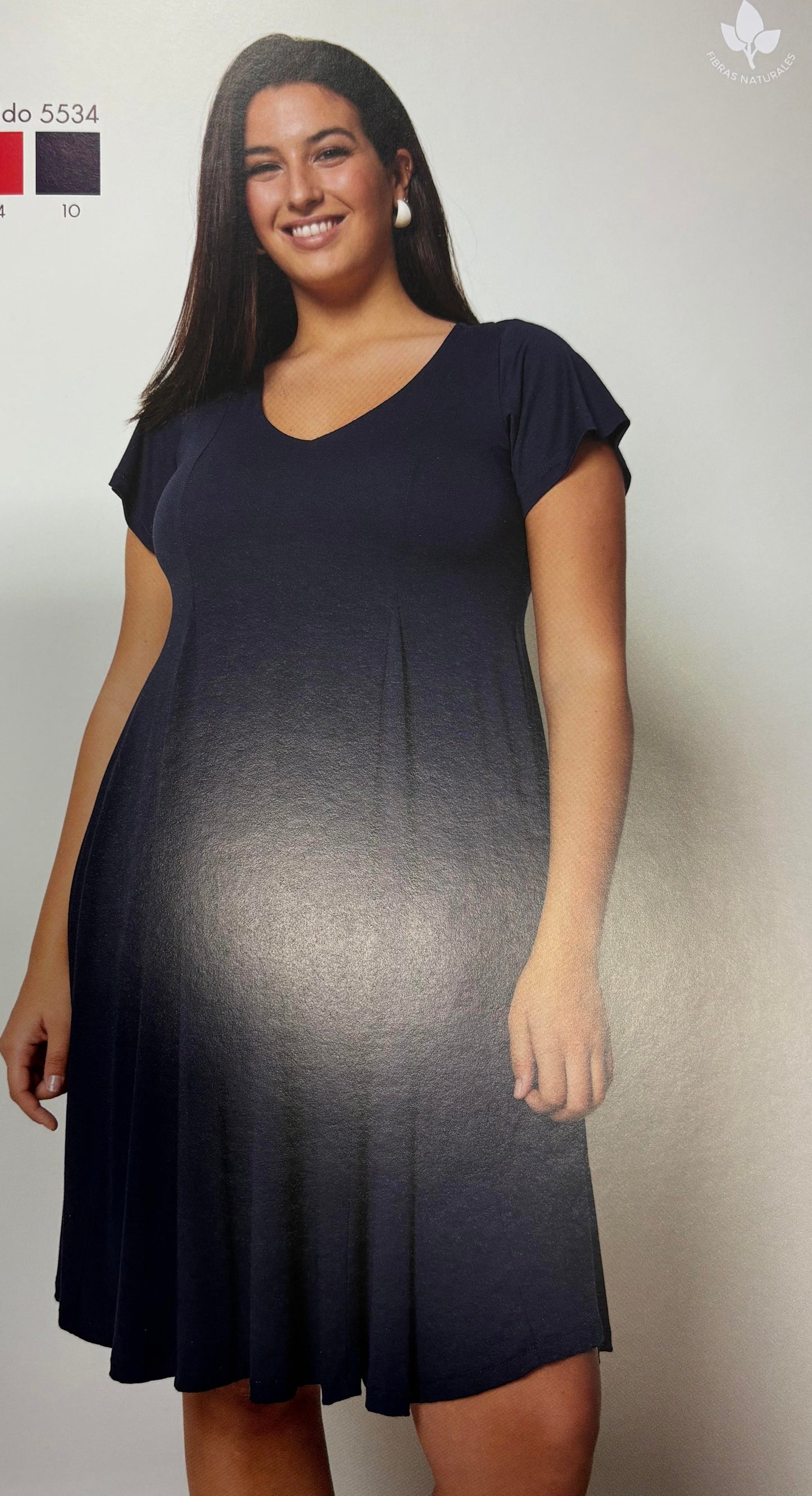 5534 Jersey S/S V-Neck Kickflare Summer Navy