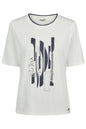 55640062 S/S O=Neck Top Cont Trim Motif White/Navy
