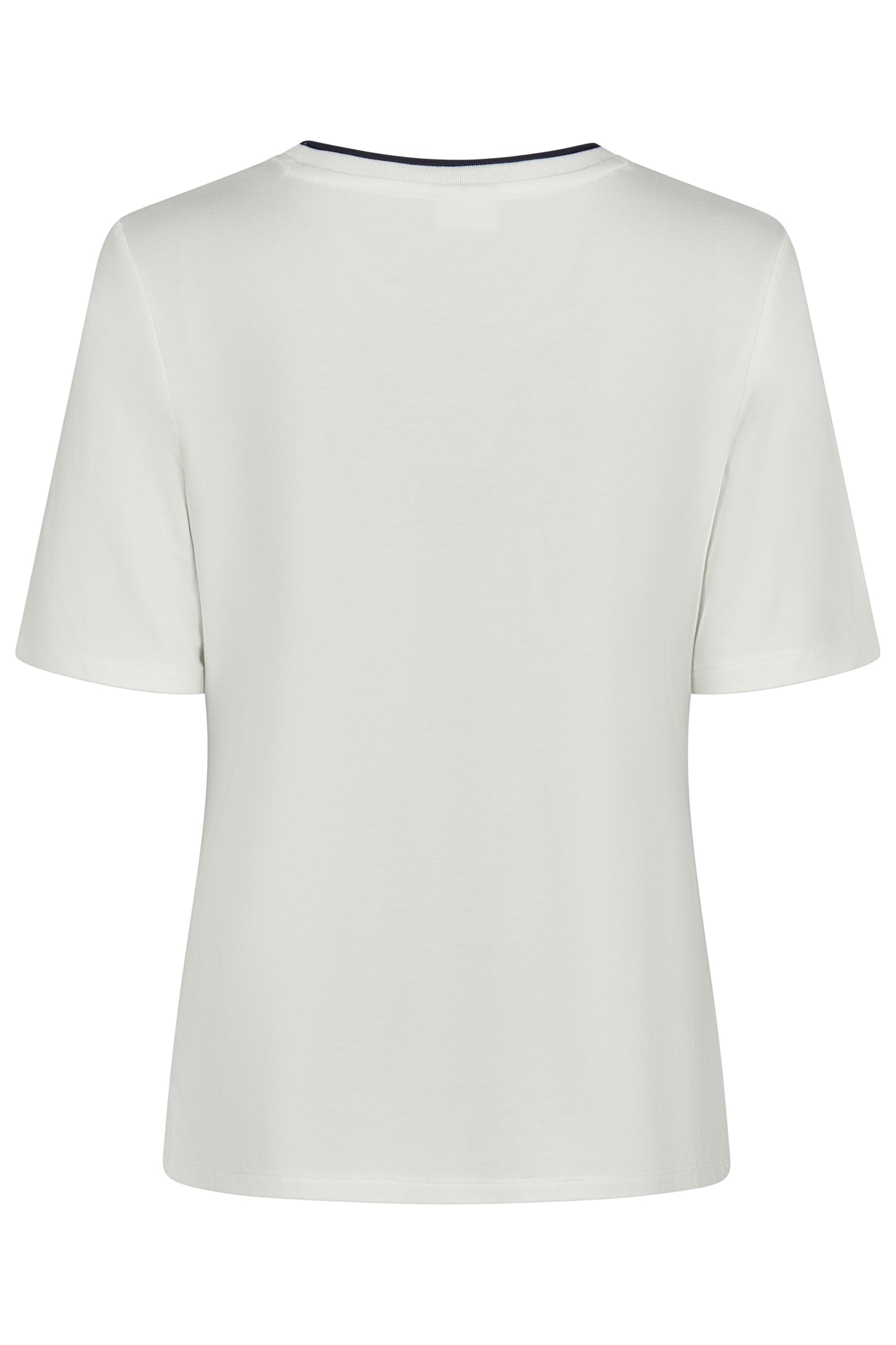55640062 S/S O=Neck Top Cont Trim Motif White/Navy