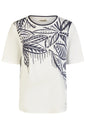 55650062 S/S Motif Front Stripe Back Top White/Navy