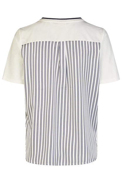 55650062 S/S Motif Front Stripe Back Top White/Navy