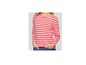 56-111350 Stripe L/S O-Neck Top White/Coral