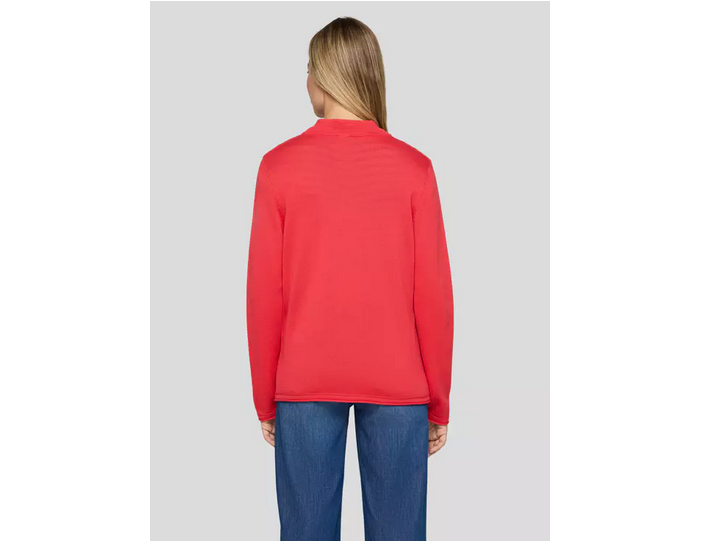 56-111564 Zip Up Ribbed Pocket Cardigan Coral