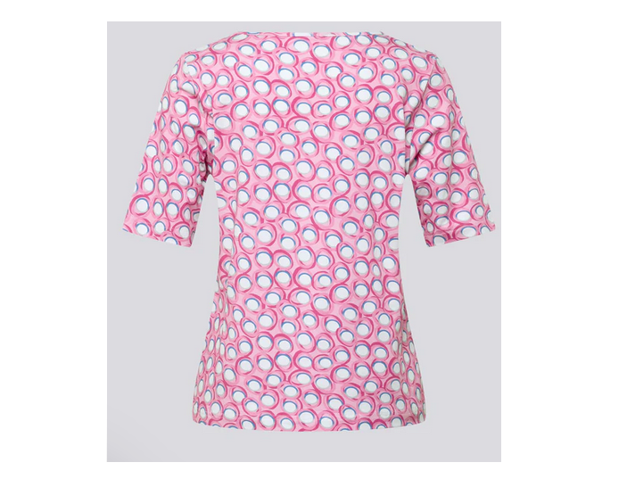 56-117376 Circle Print O Neck Tee Pink/Blue