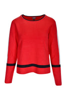 564864 O-Neck 1 Stripe Basic Jumper Red/Black