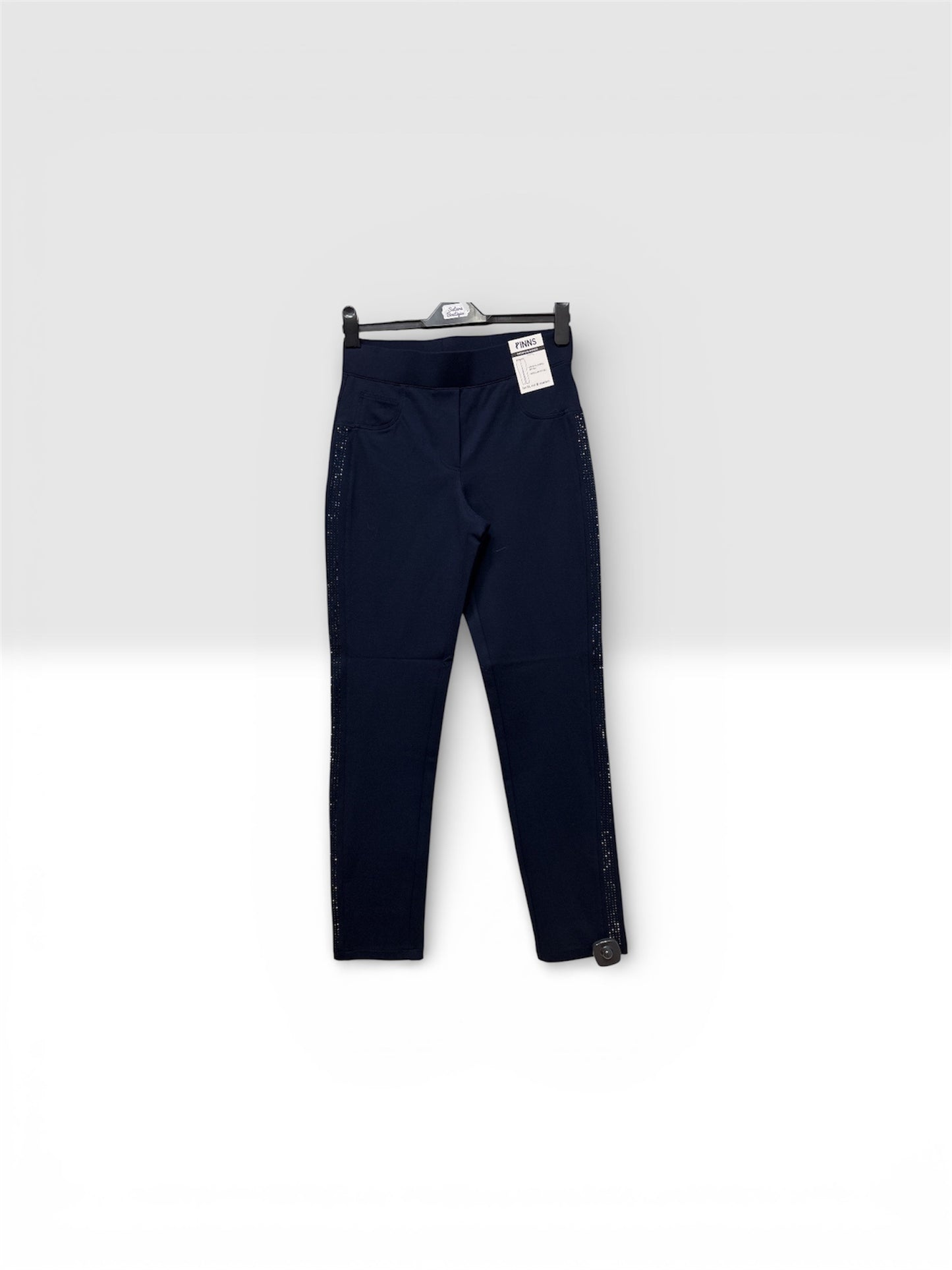 566T-Navy 566T Jean Style Heavy Trs Bling Side Sea Navy Black