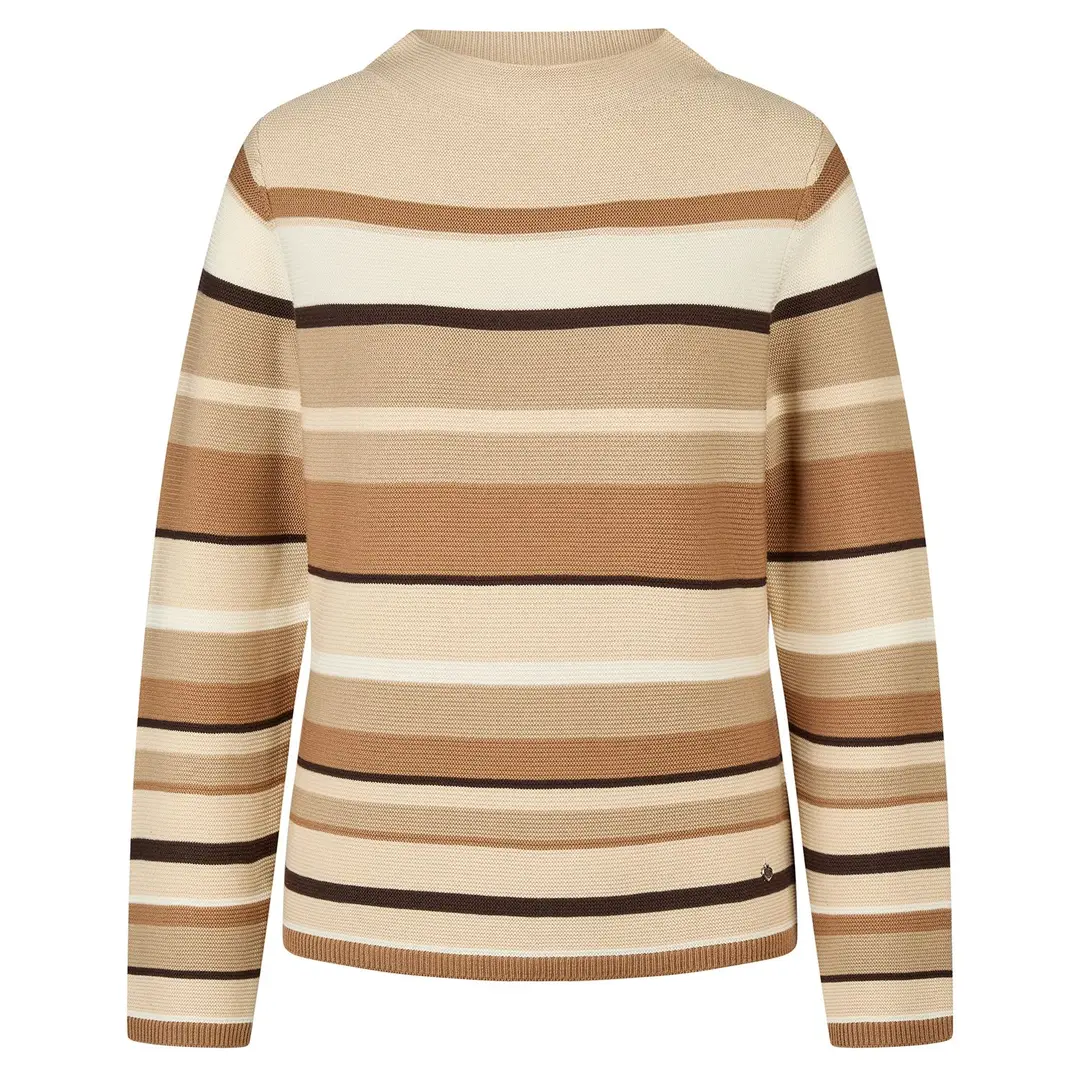 57-122623 JUMPER striped high neck Brown/Beige