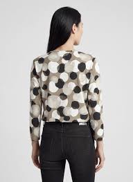 57-123353 o-nck 3/4 sleeve large spot detail Beige/Black