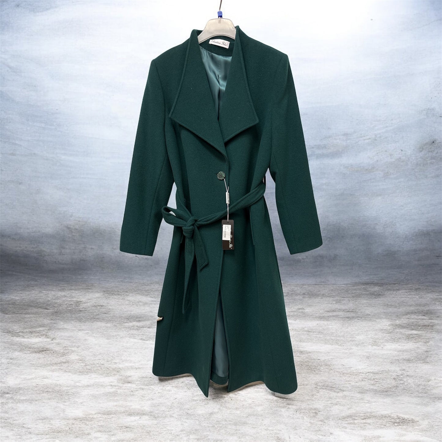 577-4201-16 Belted 1 Button Knee Coat Green