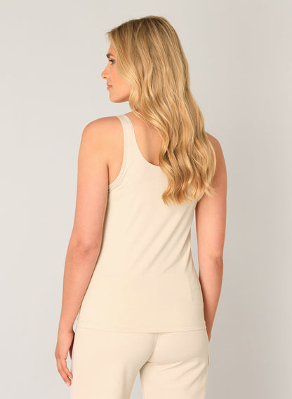 6000084 Silky Feel Strappy Vest Top Beige