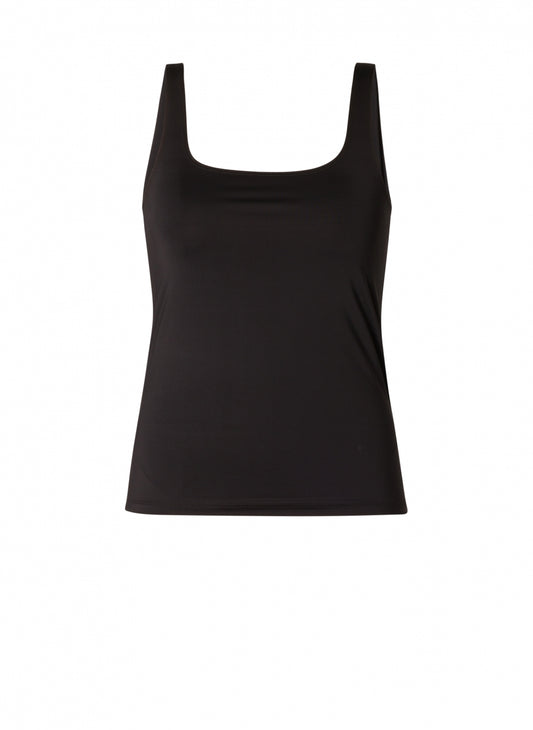 6000084 Silky Feel Strappy Vest Top Black