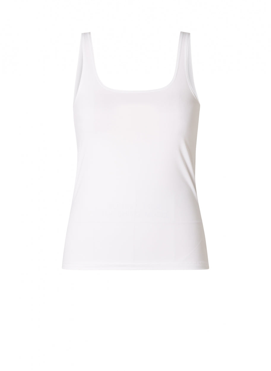 6000084 Silky Feel Strappy Vest Top White