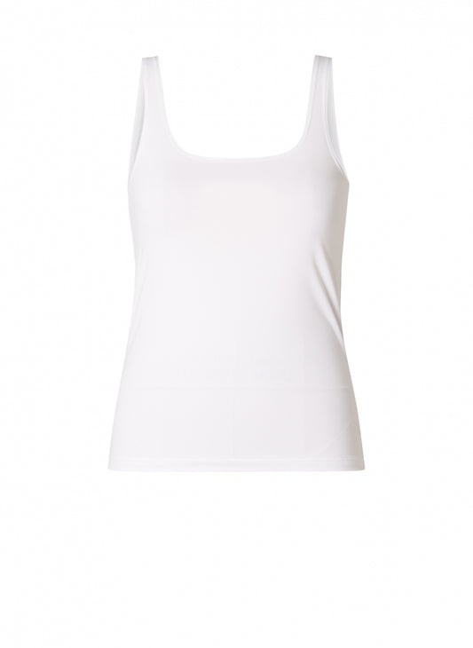 6000084 Silky Feel Strappy Vest Top White