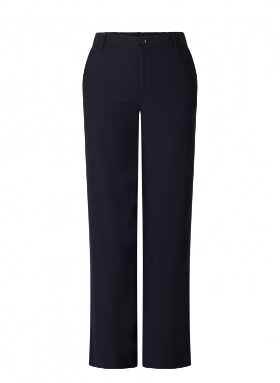6000088 Stretch Wide Leg Button/Zip Trs Navy