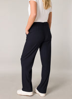 6000088 Stretch Wide Leg Button/Zip Trs Navy