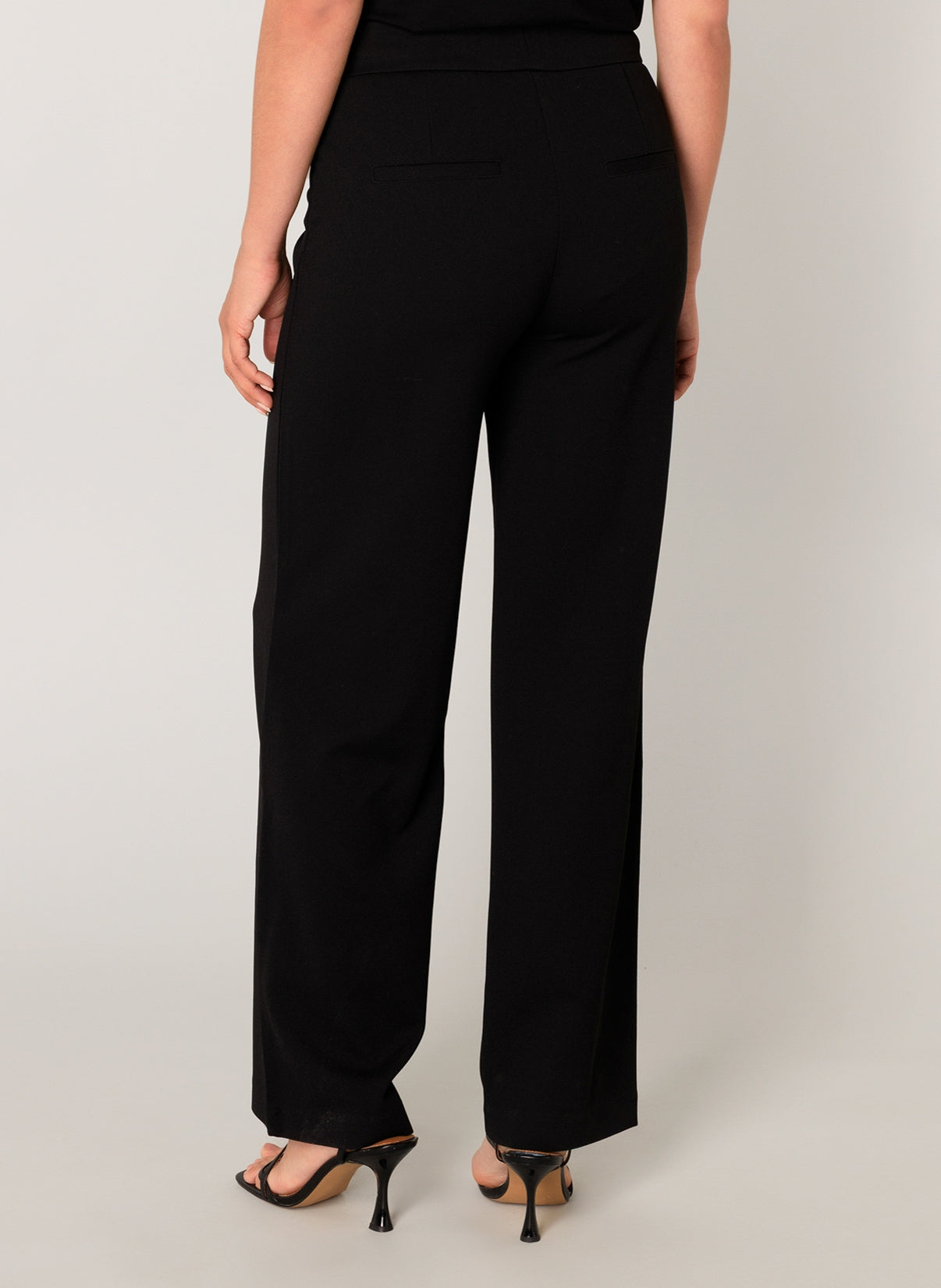 7000092 WIDE LEG PULL UP BASIC TROUSERS PLUS SIZE Black