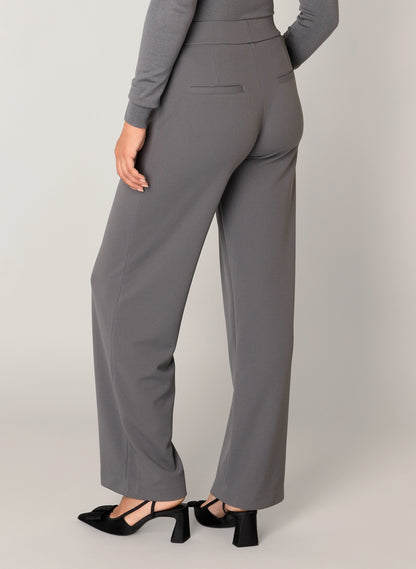 7000092 WIDE LEG PULL UP BASIC TROUSERS PLUS SIZE Grey