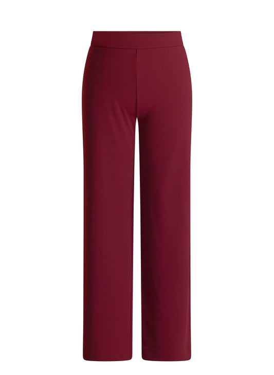 6000092 Basic Wide Leg Pull up Trousers WINE
