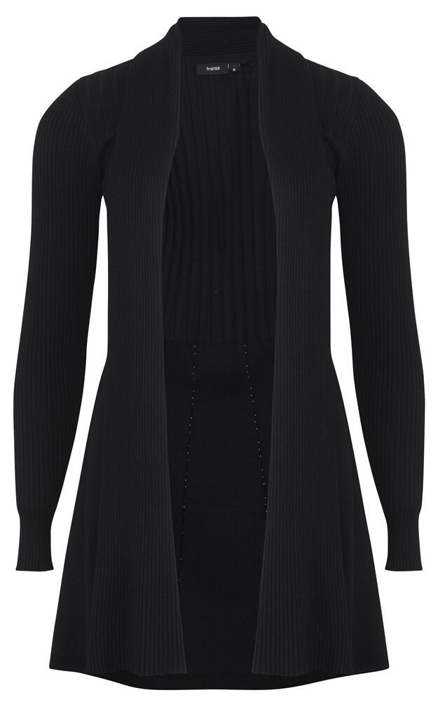 600778 Open Ribbed Cardigan Black