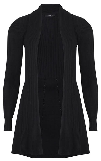 600778 Open Ribbed Cardigan Black
