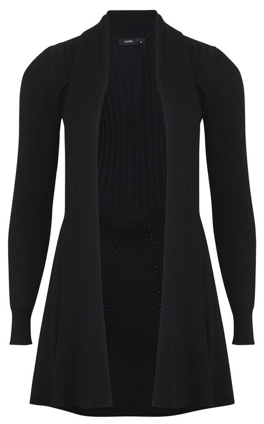 600778 Open Ribbed Cardigan Black