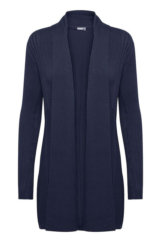 600778 Open Ribbed Cardigan Navy