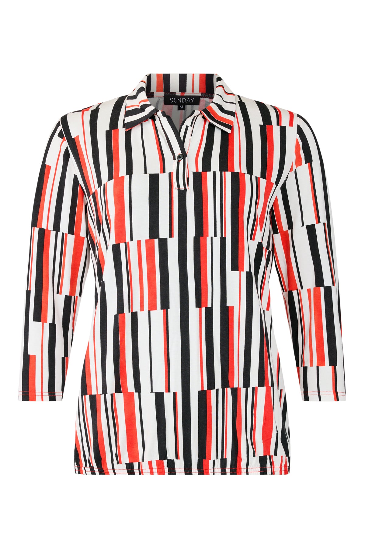 6009/6502 Print Collar Elastic Bottom To Red/Black