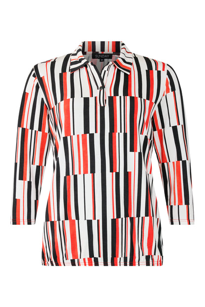 6009/6502 Print Collar Elastic Bottom To Red/Black