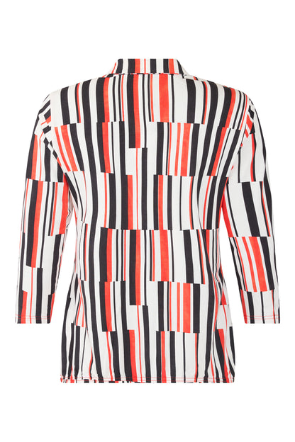 6009/6502 Print Collar Elastic Bottom To Red/Black