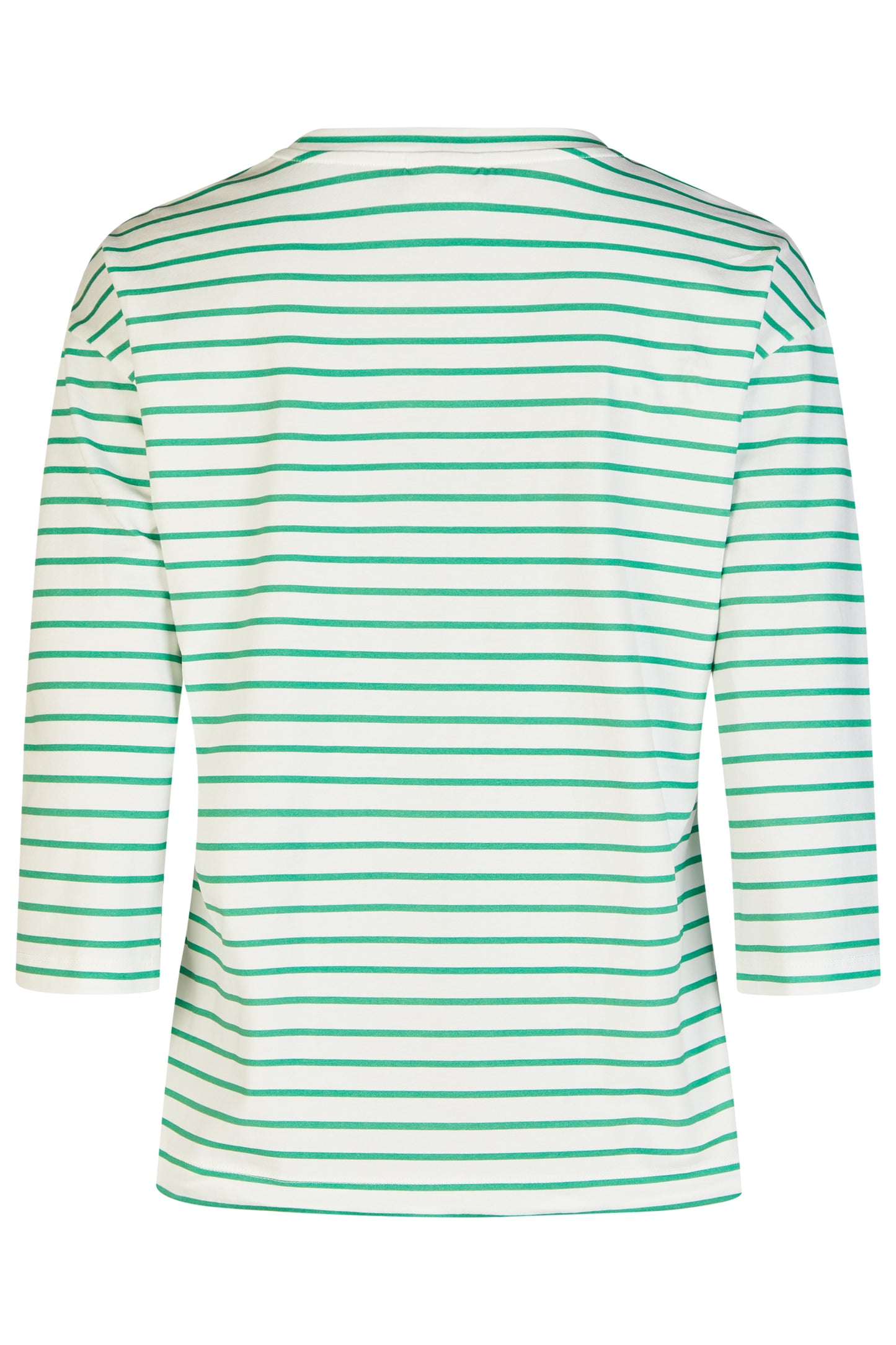 60150062 Stripe/Print 3/4 Slve O-Neck To Green