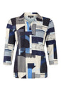 6034/6507 Print S/S Collar Top Cobalt Blue
