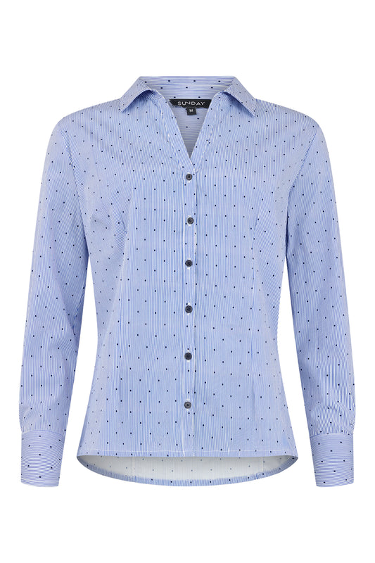 6054/6512 Pinstripe And Dot Shirt Navy/White