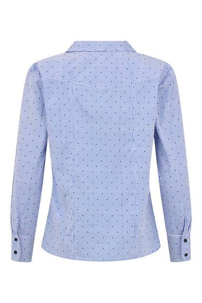 6054/6512 Pinstripe And Dot Shirt Navy/White