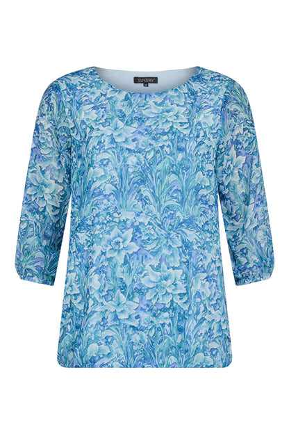 6059/6514 Long Sleeve Chiffon Top Blue