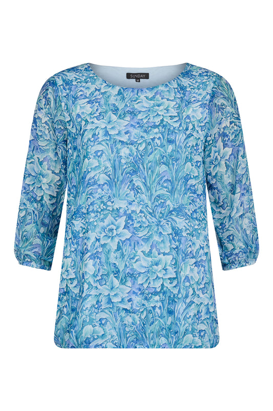 6059/6514 Long Sleeve Chiffon Top Blue