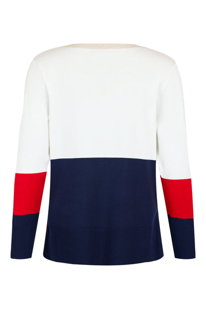 6061/6515 Colour Block O-Neck Jumper White/Red