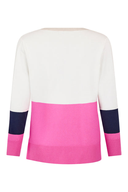 6061/6515 Colour Block O-Neck Jumper White/Pink