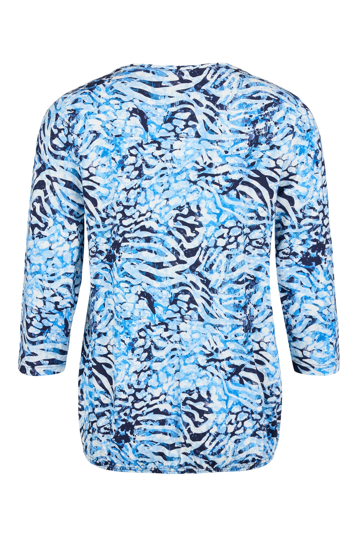 6062/6512 Elastic Bottom Print 3/4 Slve Blue