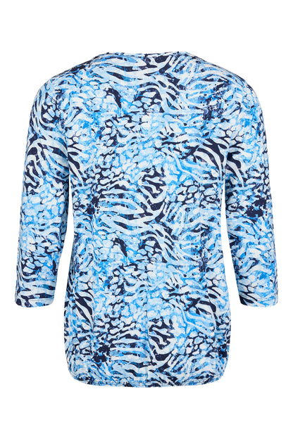 6062/6512 Elastic Bottom Print 3/4 Slve Blue