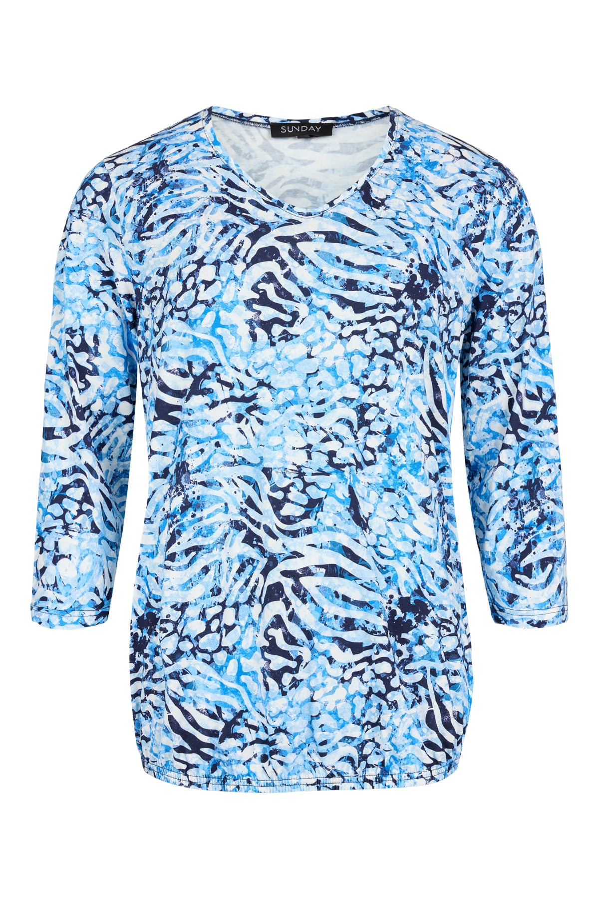 6062/6512 Elastic Bottom Print 3/4 Slve Blue