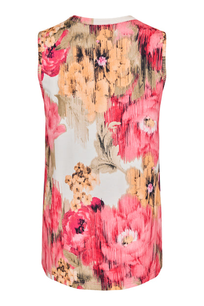 6072/6518 Sleeveless Print Top Pink/Orange