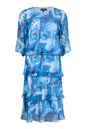 6112/6533 Layered O Neck Print Dress Blue