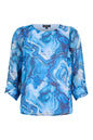 6113/6533 Lined Chiffon 3/4 Sleeve Top Blue