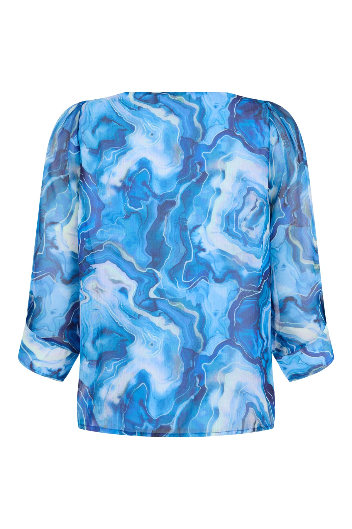 6113/6533 Lined Chiffon 3/4 Sleeve Top Blue